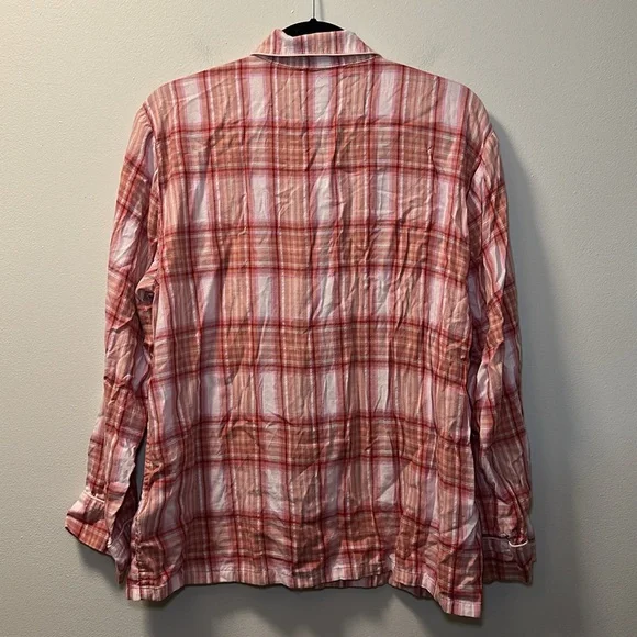 💛J. Crew Women’s Flannel Long Sleeve Pajama Top in Blush Tartan Sz L BD198 - Picture 6 of 6